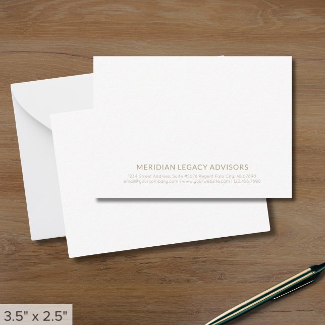 Minimalistisk vit och Guld-typografi Anteckningskort (Skapare uppladdad)