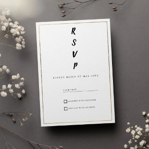 Minimalistisk vit och guld typografi RSVP Inbjudningar