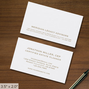 Minimalistisk vit och Guld-typografi Visitkort