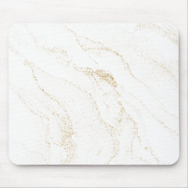 Minimalistisk vit och gyllene marmor musmatta
