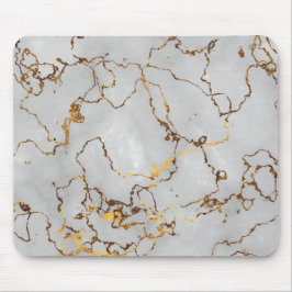 Minimalistisk vit och gyllene marmor musmatta