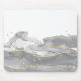 Minimalistisk vit och gyllene marmor musmatta