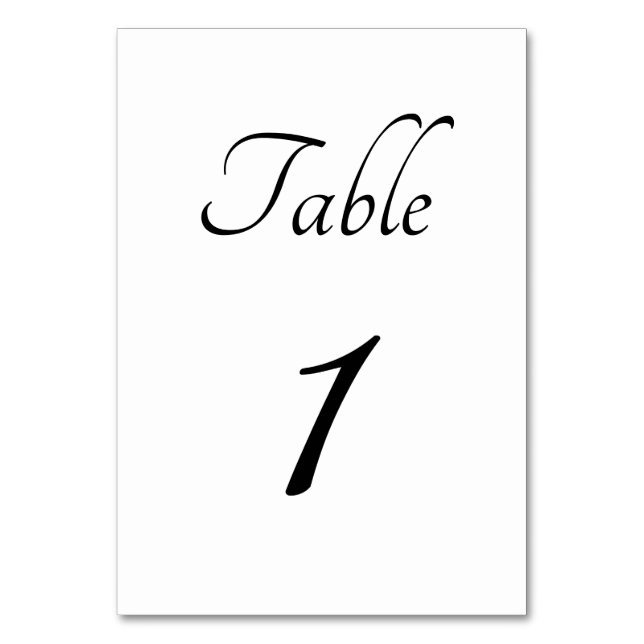 Minimalistisk: Vit och kursiv bordskortnummer Bordsnummer (Framsidan)
