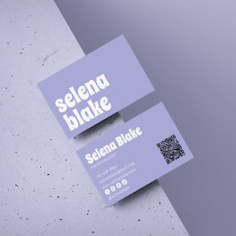 Minimalistisk vit och lila | Modern QR-kod Visitkort