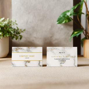 Minimalistisk vit och lyx Guld Marble Visitkort