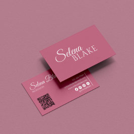 Minimalistisk vit och Rosa | Modern QR-kod Visitkort