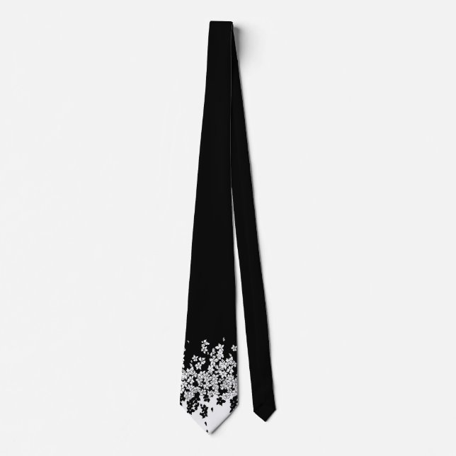 Minimalistisk vit och svart blomster slips (Framsida)