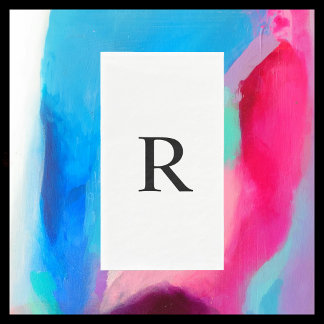 Minimalistisk vit och svart monogrammad pappersservett