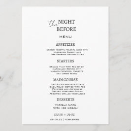 Minimalistisk vit och svart natten före Bröllop Meny