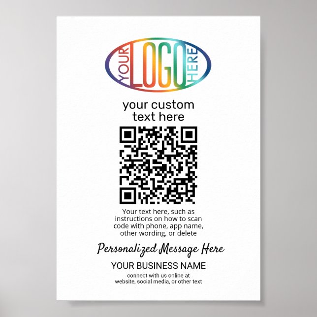 Minimalistisk vit QR-kodgenerator och Business Log Poster (Framsidan)