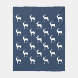 Minimalistisk vit renar mönster på blå fleecefilt