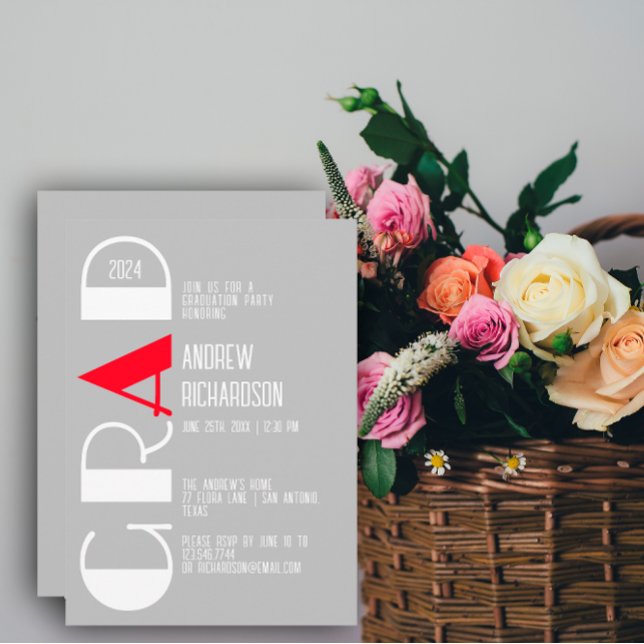 Minimalistisk vit röd studenten grått meddelande (Skapare uppladdad)