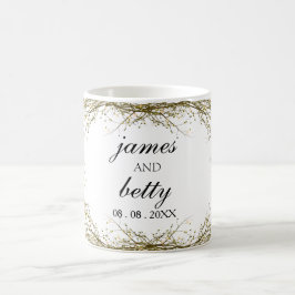 Minimalistisk vit rustik bröllop-gåva kaffemugg