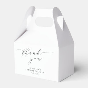 Minimalistisk vit skrift Bröllopsdusch Tack Presentaskar