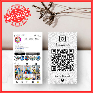 Minimalistisk vit städning Instagram QR Visitkort