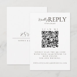 Minimalistisk vit + svart QR-OSA kort för Bröllop