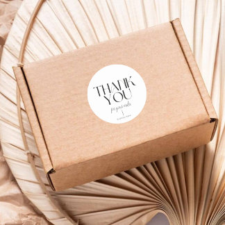 Minimalistisk vit Tack-rond-etikett Runt Klistermärke