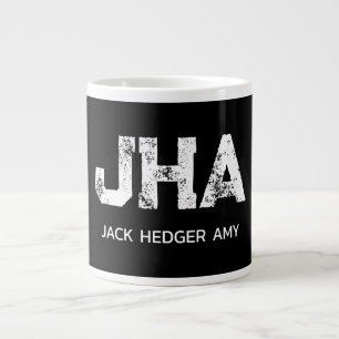 MINIMALISTISK VIT TRE BOKSTÄVER MONOGRAM NAMN SVAR JUMBO MUGG