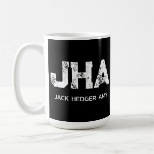 MINIMALISTISK VIT TRE BOKSTÄVER MONOGRAM NAMN SVAR KAFFEMUGG