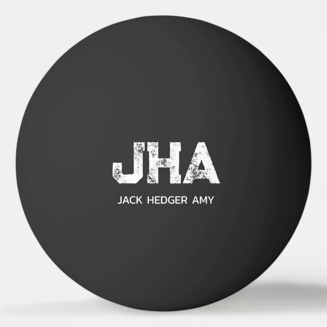 MINIMALISTISK VIT TRE BOKSTÄVER MONOGRAM NAMN SVAR PINGISBOLL (Framsidan)