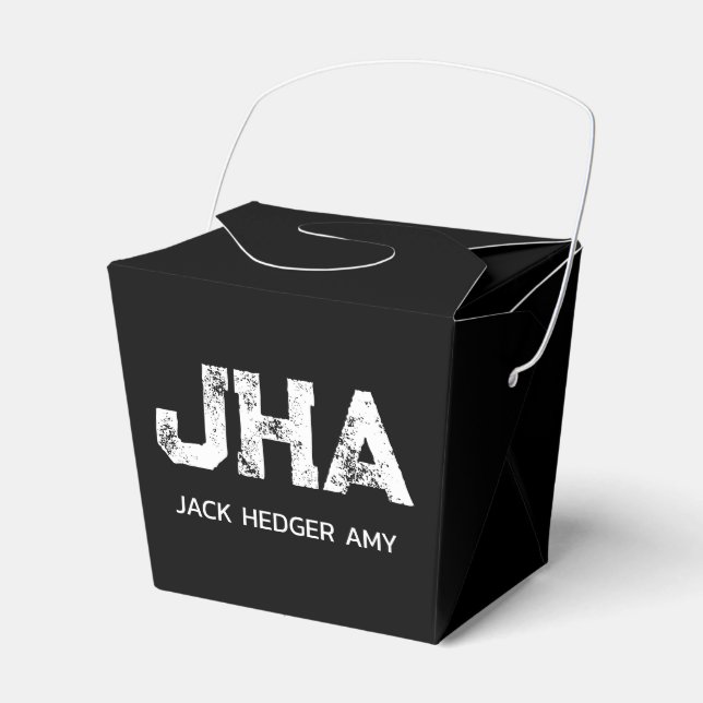 MINIMALISTISK VIT TRE BOKSTÄVER MONOGRAM NAMN SVAR PRESENTASKAR (Framsidan Sidan)