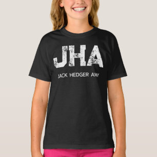 MINIMALISTISK VIT TRE BOKSTÄVER MONOGRAM NAMN SVAR T SHIRT
