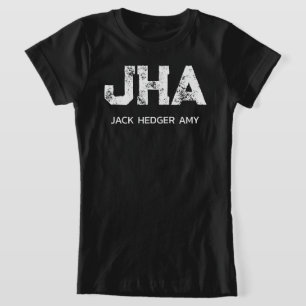 MINIMALISTISK VIT TRE BOKSTÄVER MONOGRAM NAMN SVAR T SHIRT