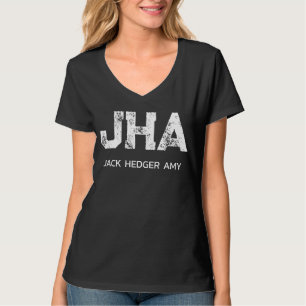 MINIMALISTISK VIT TRE BOKSTÄVER MONOGRAM NAMN SVAR T SHIRT