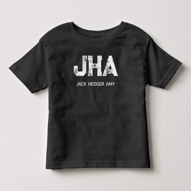 MINIMALISTISK VIT TRE BOKSTÄVER MONOGRAM NAMN SVAR T SHIRT (Framsida)