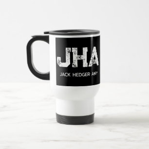 MINIMALISTISK VIT TREBOKSTAVIG MONOGRAM NAMN SVART RESEMUGG