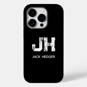 MINIMALISTISK VIT TVÅBOKSTAVIG MONOGRAM NAMN SVART