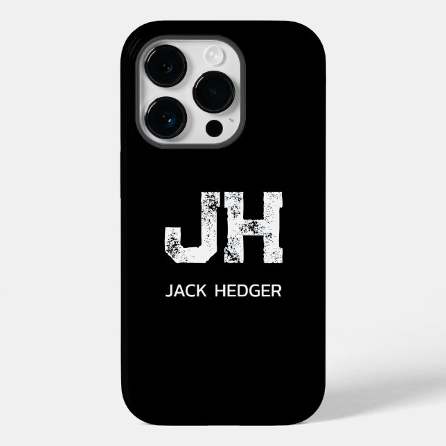 MINIMALISTISK VIT TVÅBOKSTAVIG MONOGRAM NAMN SVART (Baksida)