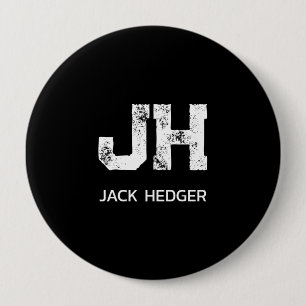MINIMALISTISK VIT TVÅBOKSTAVIG MONOGRAM NAMN SVART KNAPP