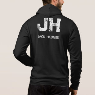 MINIMALISTISK VIT TVÅBOKSTAVIG MONOGRAM NAMN SVART T SHIRT