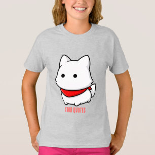 Minimalistisk vit valp med röd bandana t shirt