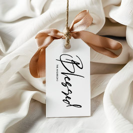 Minimalistisk vit "välsignad" Thanksgiving Presentetikett