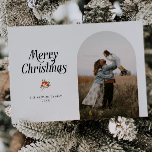 Minimalistisk vit valvbåge God Jul Foto Julkort