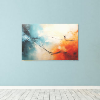 Minimalistisk Wall Art Light Red Navy Blue-Elegant Canvastryck