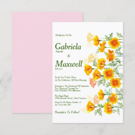Minimalistisk Watercolor California Poppy Bröllop Inbjudningar