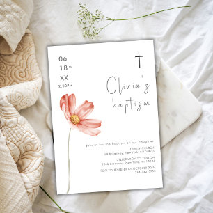 Minimalistisk Watercolor Wildblomma Kor-baptism Inbjudningar