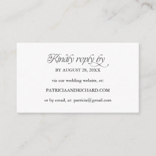 Minimalistisk Webbplats för Online RSVP Bröllop Tilläggskort