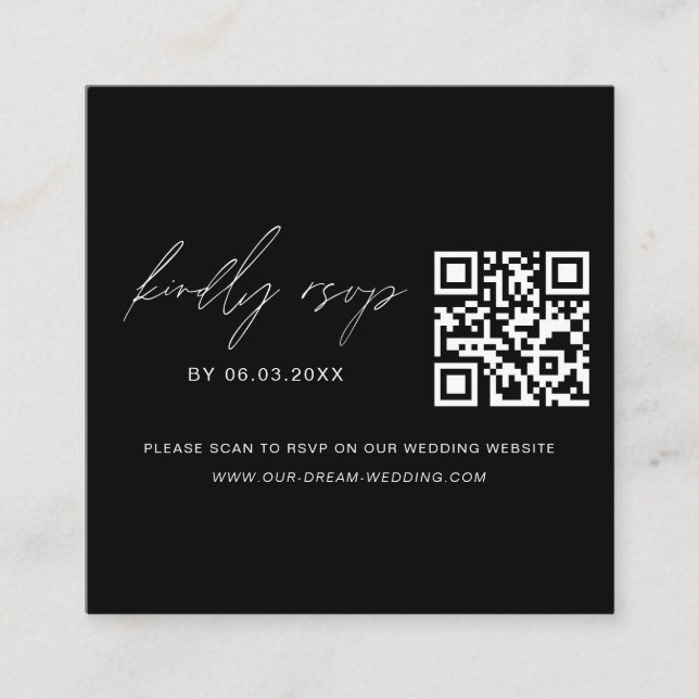 Minimalistisk webbplats för QR OSA Bröllop Tilläggskort (Framsida)
