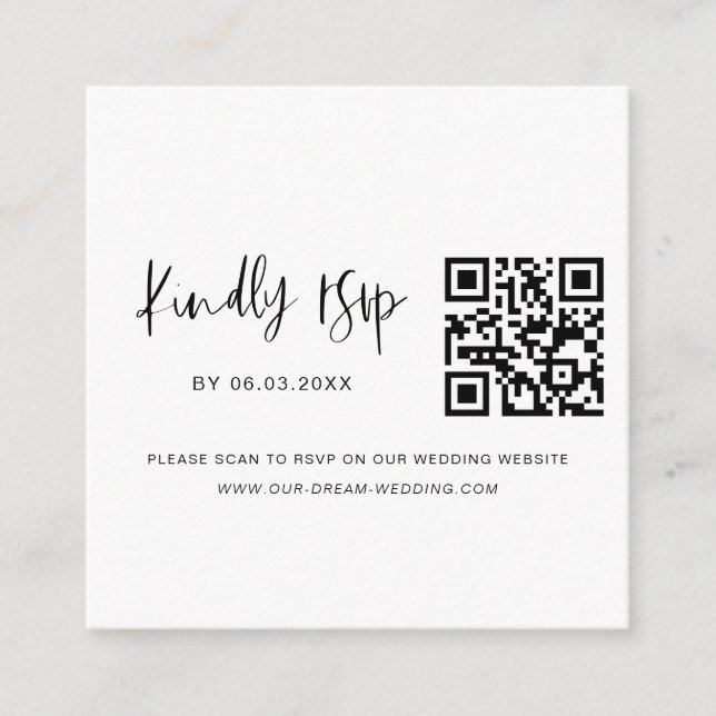 Minimalistisk webbplats för QR OSA Bröllop Tilläggskort (Framsida)