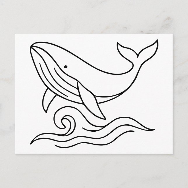 Minimalistisk Whale Line Art - Ocean Animal Vykort (Framsida)