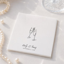 Minimalistisk Whimsical bläck Handritad Båge Bröll Pappersservett
