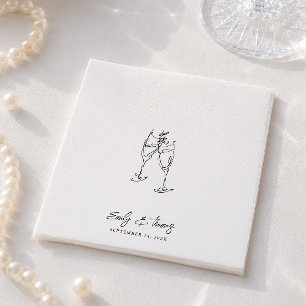 Minimalistisk Whimsical bläck Handritad Båge Bröll Pappersservett