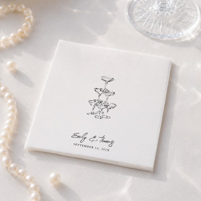 Minimalistisk Whimsisk Bläck Handritad Bröllop Pappersservett (Minimalist Whimsical Ink Hand Drawn Wedding Napkins)