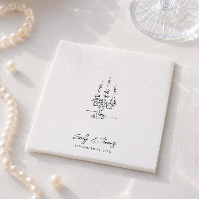 Minimalistisk Whimsisk Bläck Handritad Bröllop Pappersservett (Minimalist Whimsical Ink Hand Drawn Wedding Napkins)