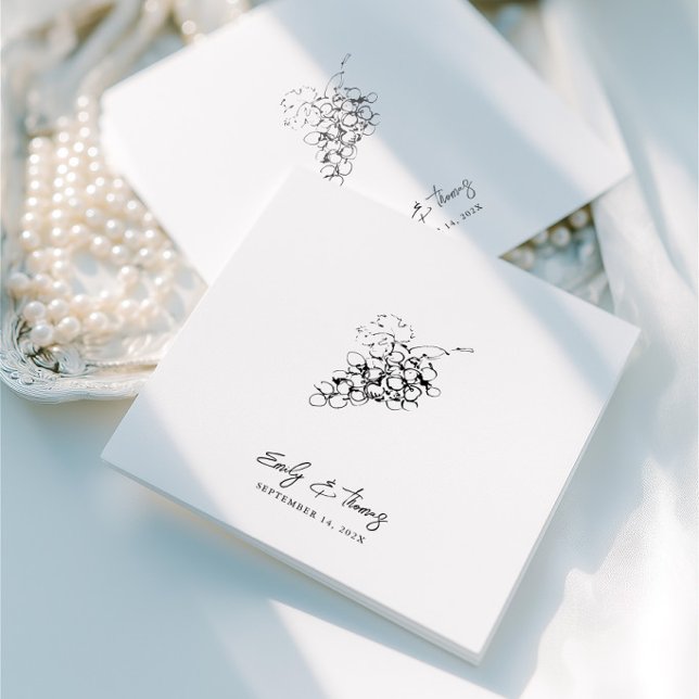 Minimalistisk Whimsisk Bläck Handritad Bröllop Pappersservett (Minimalist Whimsical Ink Hand Drawn Wedding Napkins)
