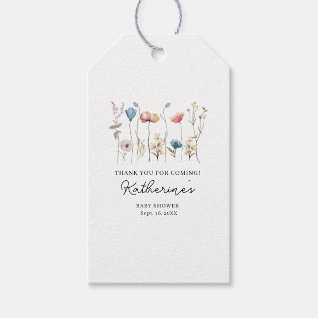 Minimalistisk Wildblomma-Tack Presentetikett (Framsidan)